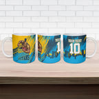 Personalised Gold Coast Titans Rugby Ceramic Mug Muscular Titan Mascot City Skyline Graphic