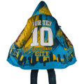 Personalised Gold Coast Titans Rugby Cloak Muscular Titan Mascot City Skyline Graphic
