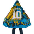 Personalised Gold Coast Titans Rugby Cloak Muscular Titan Mascot City Skyline Graphic