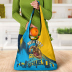 Personalised Gold Coast Titans Rugby Grocery Bag Muscular Titan Mascot City Skyline Graphic