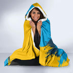 Personalised Gold Coast Titans Rugby Hooded Blanket Muscular Titan Mascot City Skyline Graphic