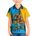 Personalised Gold Coast Titans Rugby Kid Hawaiian Shirt Muscular Titan Mascot City Skyline Graphic