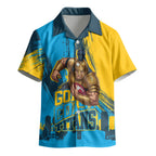Personalised Gold Coast Titans Rugby Kid Hawaiian Shirt Muscular Titan Mascot City Skyline Graphic