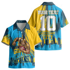 Personalised Gold Coast Titans Rugby Kid Hawaiian Shirt Muscular Titan Mascot City Skyline Graphic
