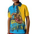 Personalised Gold Coast Titans Rugby Kid Polo Shirt Muscular Titan Mascot City Skyline Graphic