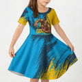 Personalised Gold Coast Titans Rugby Kid Short Sleeve Dress Muscular Titan Mascot City Skyline Graphic