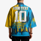 Personalised Gold Coast Titans Rugby Kimono Muscular Titan Mascot City Skyline Graphic