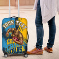 Personalised Gold Coast Titans Rugby Luggage Cover Muscular Titan Mascot City Skyline Graphic