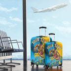 Personalised Gold Coast Titans Rugby Luggage Cover Muscular Titan Mascot City Skyline Graphic