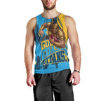 Personalised Gold Coast Titans Rugby Men Tank Top Muscular Titan Mascot City Skyline Graphic