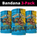 Personalised Gold Coast Titans Rugby Neck Gaiter Muscular Titan Mascot City Skyline Graphic