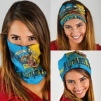 Personalised Gold Coast Titans Rugby Neck Gaiter Muscular Titan Mascot City Skyline Graphic