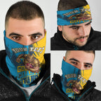 Personalised Gold Coast Titans Rugby Neck Gaiter Muscular Titan Mascot City Skyline Graphic