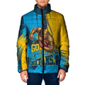 Personalised Gold Coast Titans Rugby Padded Jacket Muscular Titan Mascot City Skyline Graphic