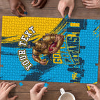 Personalised Gold Coast Titans Rugby Puzzle Muscular Titan Mascot City Skyline Graphic