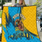 Personalised Gold Coast Titans Rugby Quilt Muscular Titan Mascot City Skyline Graphic