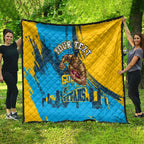 Personalised Gold Coast Titans Rugby Quilt Muscular Titan Mascot City Skyline Graphic
