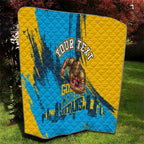 Personalised Gold Coast Titans Rugby Quilt Muscular Titan Mascot City Skyline Graphic