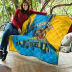 Personalised Gold Coast Titans Rugby Quilt Muscular Titan Mascot City Skyline Graphic