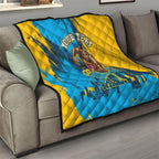 Personalised Gold Coast Titans Rugby Quilt Muscular Titan Mascot City Skyline Graphic