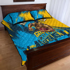 Personalised Gold Coast Titans Rugby Quilt Bed Set Muscular Titan Mascot City Skyline Graphic