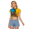 Personalised Gold Coast Titans Rugby Raglan Cropped T Shirt Muscular Titan Mascot City Skyline Graphic