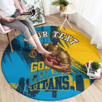 Personalised Gold Coast Titans Rugby Round Carpet Muscular Titan Mascot City Skyline Graphic