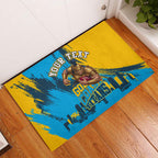 Personalised Gold Coast Titans Rugby Rubber Doormat Muscular Titan Mascot City Skyline Graphic