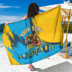 Personalised Gold Coast Titans Rugby Sarong Muscular Titan Mascot City Skyline Graphic