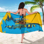 Personalised Gold Coast Titans Rugby Sarong Muscular Titan Mascot City Skyline Graphic