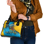 Personalised Gold Coast Titans Rugby Shoulder Handbag Muscular Titan Mascot City Skyline Graphic