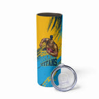 Personalised Gold Coast Titans Rugby Skinny Tumbler Muscular Titan Mascot City Skyline Graphic