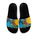 Personalised Gold Coast Titans Rugby Slide Sandals Muscular Titan Mascot City Skyline Graphic