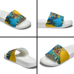 Personalised Gold Coast Titans Rugby Slide Sandals Muscular Titan Mascot City Skyline Graphic