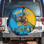 Personalised Gold Coast Titans Rugby Spare Tire Cover Muscular Titan Mascot City Skyline Graphic