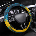 Gold Coast Titans Rugby Steering Wheel Cover Muscular Titan Mascot City Skyline Graphic