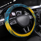 Gold Coast Titans Rugby Steering Wheel Cover Muscular Titan Mascot City Skyline Graphic