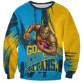 Personalised Gold Coast Titans Rugby Sweatshirt Muscular Titan Mascot City Skyline Graphic