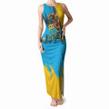 Personalised Gold Coast Titans Rugby Tank Maxi Dress Muscular Titan Mascot City Skyline Graphic