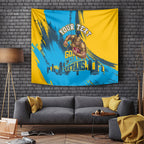 Personalised Gold Coast Titans Rugby Tapestry Muscular Titan Mascot City Skyline Graphic
