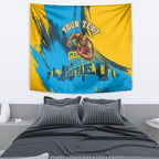 Personalised Gold Coast Titans Rugby Tapestry Muscular Titan Mascot City Skyline Graphic