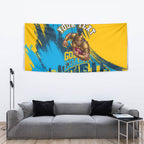 Personalised Gold Coast Titans Rugby Tapestry Muscular Titan Mascot City Skyline Graphic