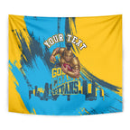 Personalised Gold Coast Titans Rugby Tapestry Muscular Titan Mascot City Skyline Graphic