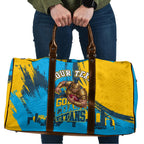 Personalised Gold Coast Titans Rugby Travel Bag Muscular Titan Mascot City Skyline Graphic