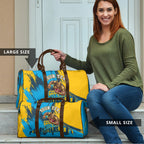Personalised Gold Coast Titans Rugby Travel Bag Muscular Titan Mascot City Skyline Graphic