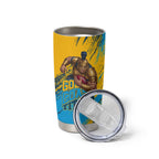 Personalised Gold Coast Titans Rugby Tumbler Cup Muscular Titan Mascot City Skyline Graphic