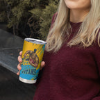 Personalised Gold Coast Titans Rugby Tumbler Cup Muscular Titan Mascot City Skyline Graphic