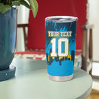 Personalised Gold Coast Titans Rugby Tumbler Cup Muscular Titan Mascot City Skyline Graphic