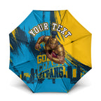 Personalised Gold Coast Titans Rugby Umbrella Muscular Titan Mascot City Skyline Graphic
