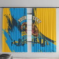 Personalised Gold Coast Titans Rugby Window Curtain Muscular Titan Mascot City Skyline Graphic